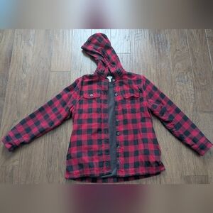 LL Bean Fleece Lined Hooded Flannel
